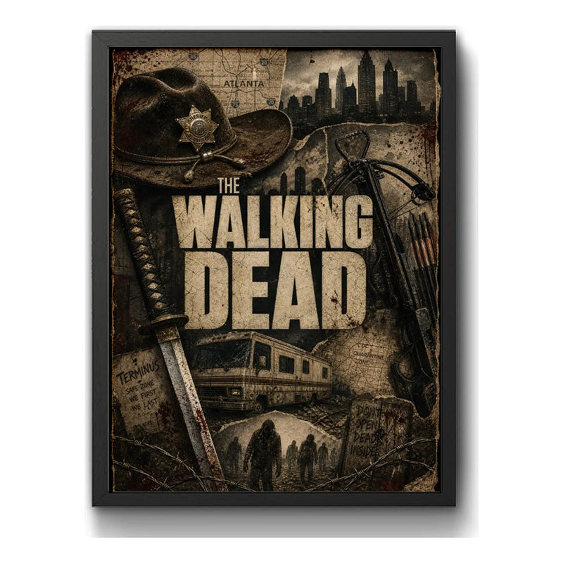 Cuadro The Walking Dead Serie Tv Apocalipsis Zombi Arte Brs1 Marco Negro