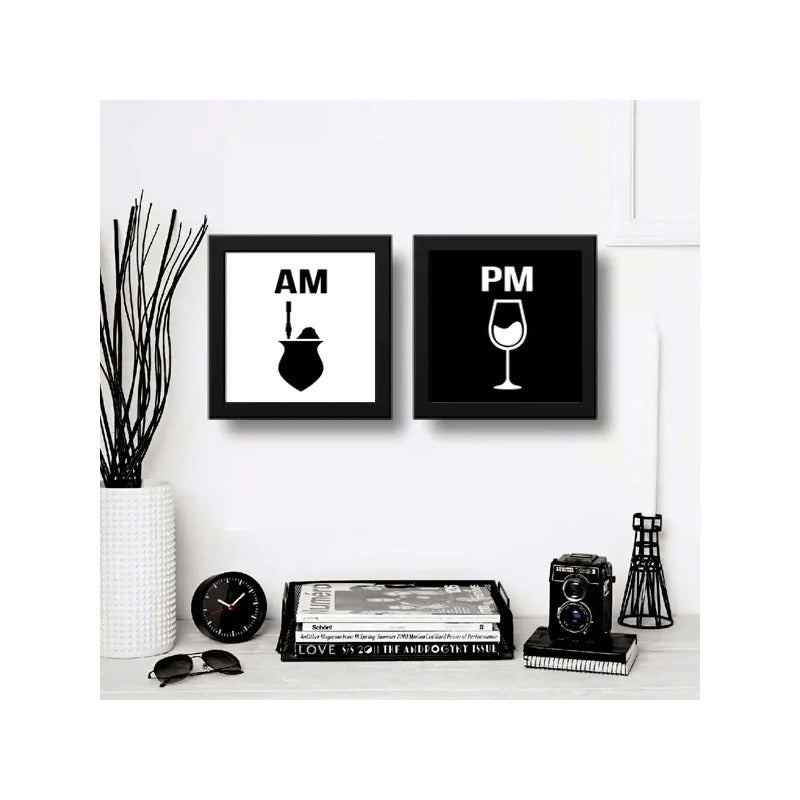 Set 2 Cuadros Am Pm Mate Vino Cocina Living Decoracion