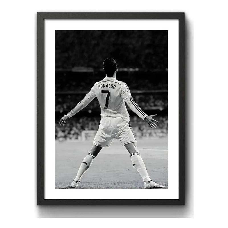Cuadro Cristiano Ronaldo Cr7 Foto Iconica Fútbol Deporte Marco Negro