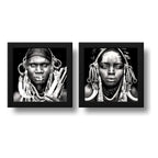 Set 2 Cuadros Africanos Blanco Y Negro Etnico Decoracion Brs