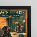 Cuadro Baño Paris Elegante Perro Salchicha Dachshund Marco Negro