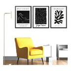 Set 3 Cuadros Picasso Matisse Kusama Black Minimalista Arte Marco Negro