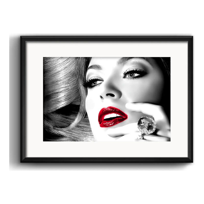 Cuadro Fashion Moda Blanco Y Negro Salón Decoración Paspartú