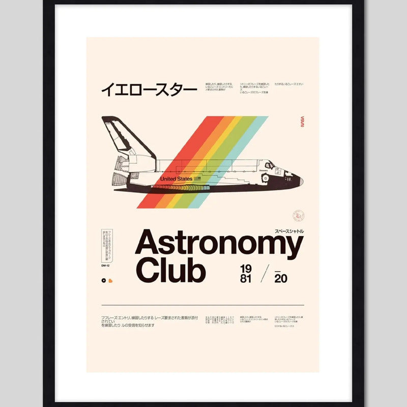 Cuadro Atronomy Club Astronomia Planetas Arte Japon Marco Negro