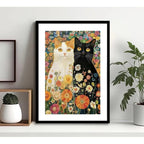 Cuadro Gatos Gustav Klimt Floral Gato Arte Decoracion Marco Negro