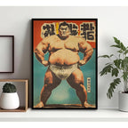 Cuadro Sumo Luchador Mangá Arte Japonés Deportes Decoracion Marco Negro