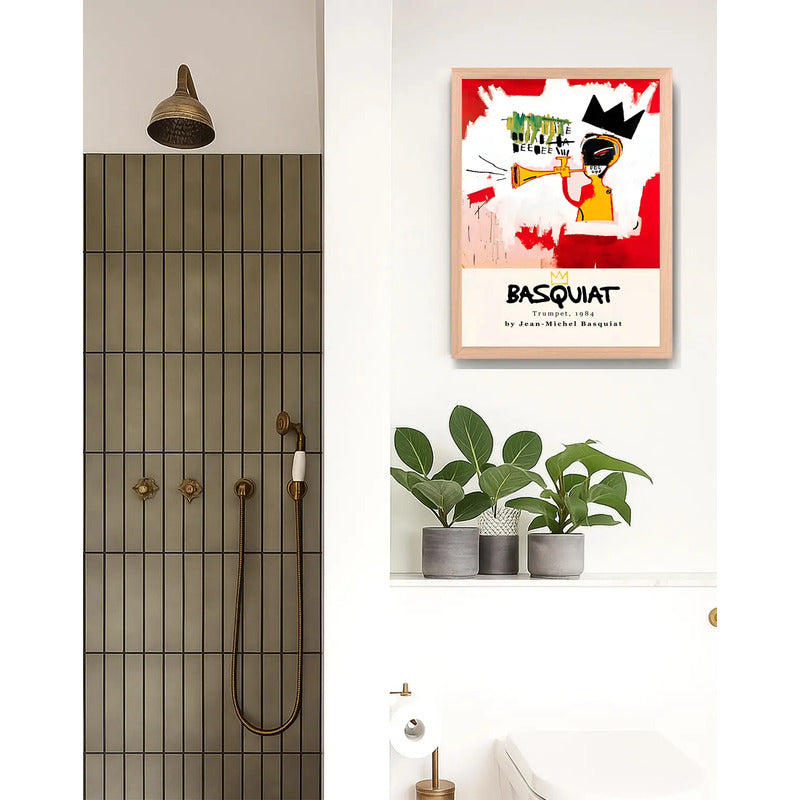 Cuadro Jean Michel Basquiat Trumpet Arte Urbano Marco Oak Marco Marrón Claro