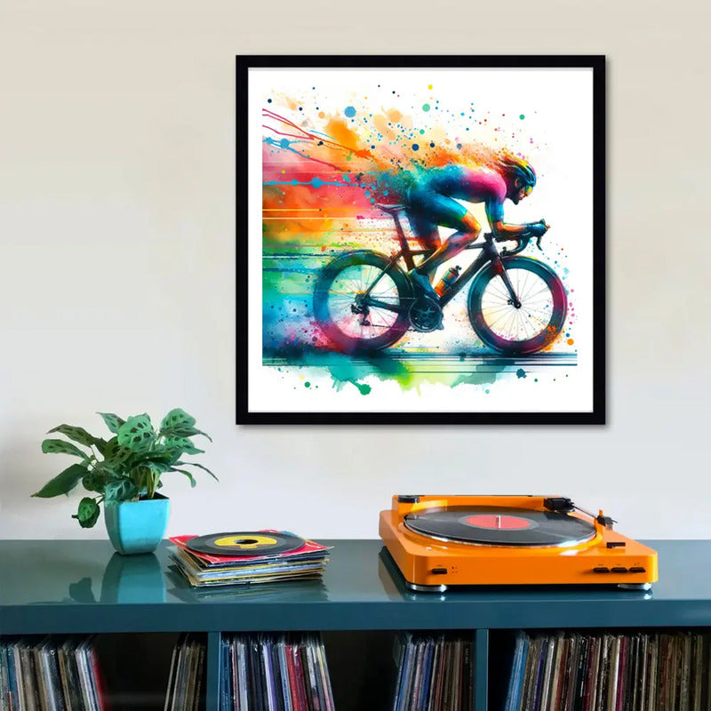 Cuadro Bicicleta Pop Art Bike Gym Ciclismo Deportes 33x33cm Marco Negro