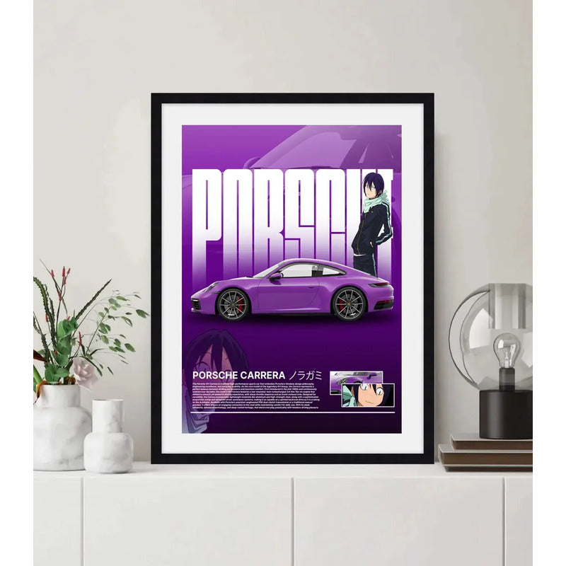 Cuadro Porsche Carrera Anime Noragami Auto Modelo Decoracion Marco Negro