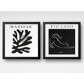 Set 2 Cuadros Henri Matisse Pablo Picasso En Blanco Y Negro Marco Negro