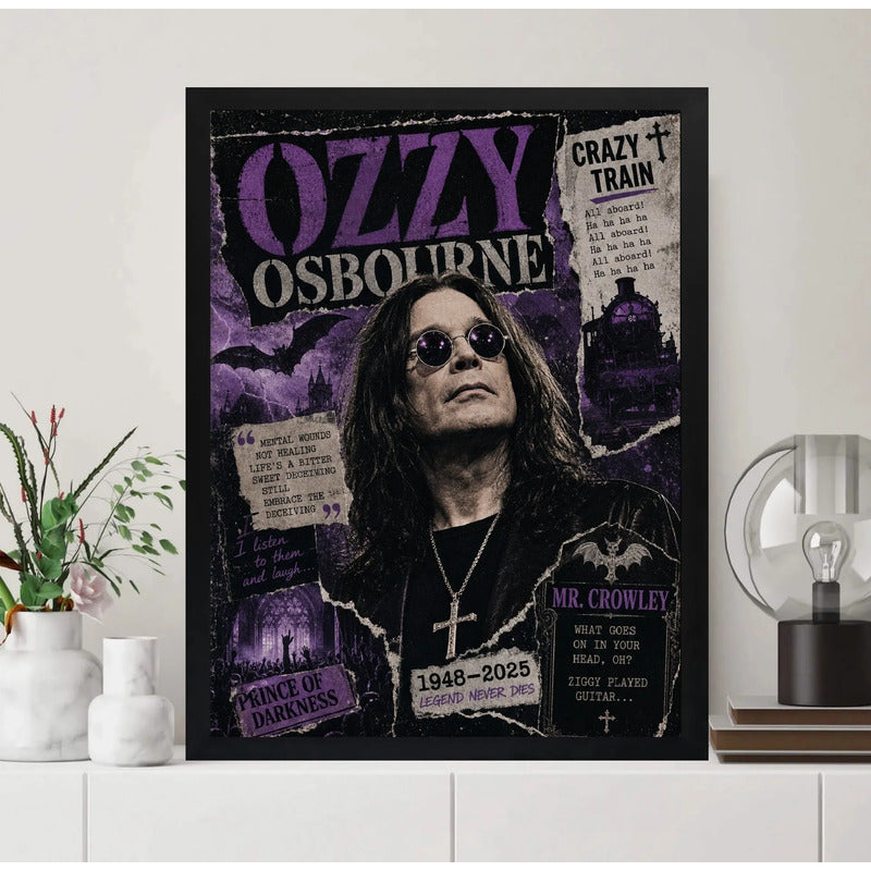 Cuadro Ozzy Osbourne Prince Of Darkness Rock Arte Vintage Marco Negro