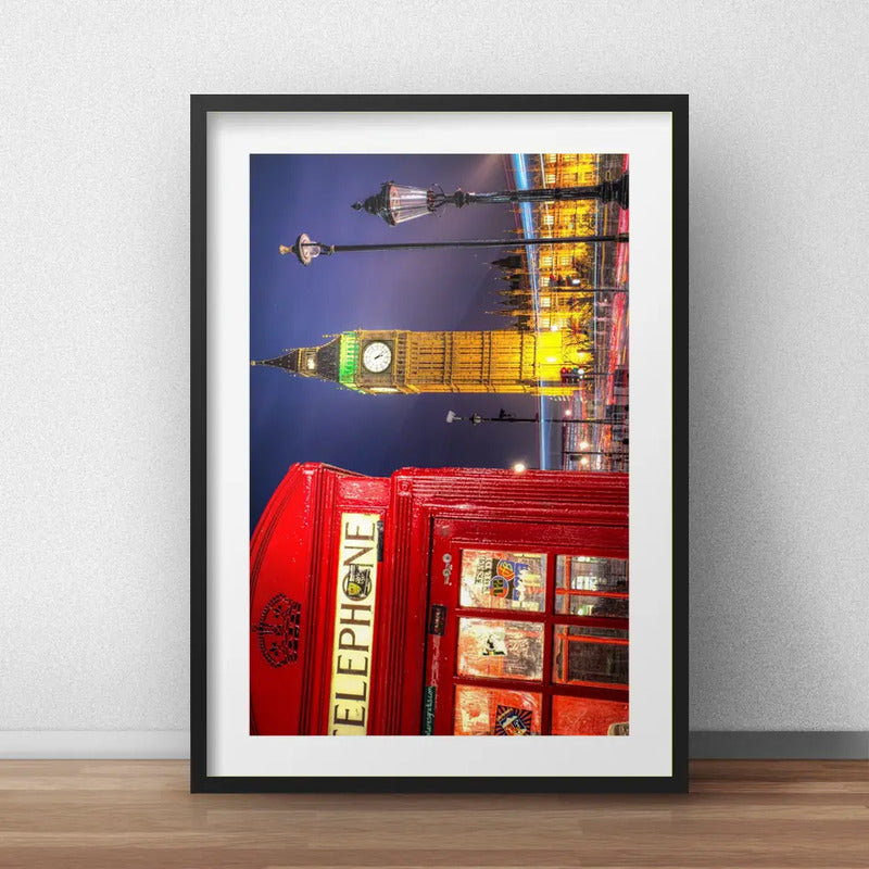 Cuadro Londres Inglaterra Big Ben Ciudad Decoracion Paspartú Marco Negro