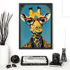 Cuadro Animales Traje Pop Art Perro Jirafa León Decoracion Jirafa Marco Negro