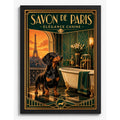 Cuadro Baño Paris Elegante Perro Salchicha Dachshund Marco Negro