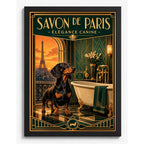 Cuadro Baño Paris Elegante Perro Salchicha Dachshund Marco Negro