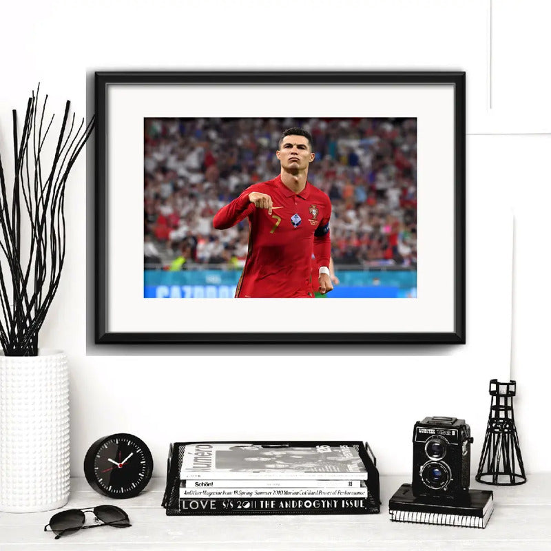 Cuadro Cristiano Ronaldo Futbol Foto B2 Deporte Con Paspartú Marco Negro