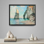 Cuadro Claude Monet Los Acantilados De Étretat Nautico Mar Marco Negro