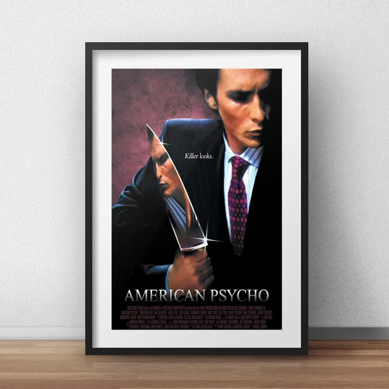 Cuadro American Psycho Psicópata Pelicula Terror C/ Paspartú Marco Negro