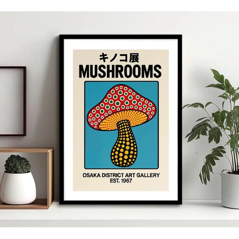 Cuadro Yayoi Kusama Cucumelo Hongos Osaka Arte Japones Marco Negro