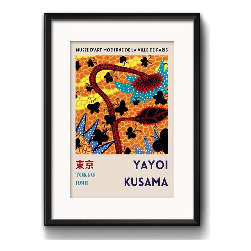 Cuadro Yayoi Kusama Arte Ville París 53x43cm Con Paspartú Marco Negro