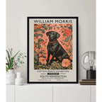 Cuadro Perro Flores William Morris Art & Craft 2 Exposición Marco Negro