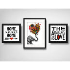 Set 3 Cuadros Elefante Amor Corazón Home Sweet Home Frase