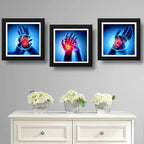 Set 3 Cuadros Ortopedia Manos Rayos X Decorar Clinica 33cm Marco Negro
