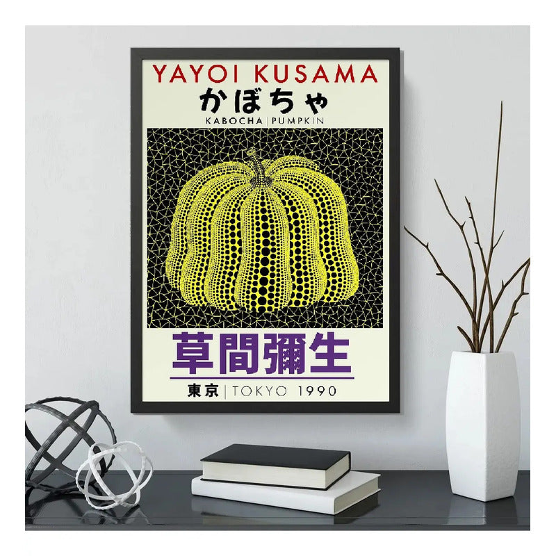Cuadro Yayoi Kusama Pumpkin Exposición Arte Japón Decoracion Marco Negro