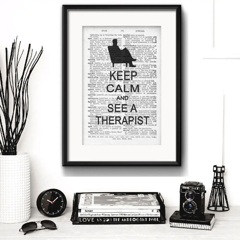 Cuadro Psicología Psiquiatría Keep Calm Decor Con Paspartú Marco Negro