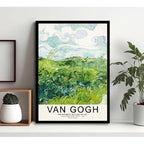 Cuadro Van Gogh Green Campos Obra Arte Decoracion Marco Negro