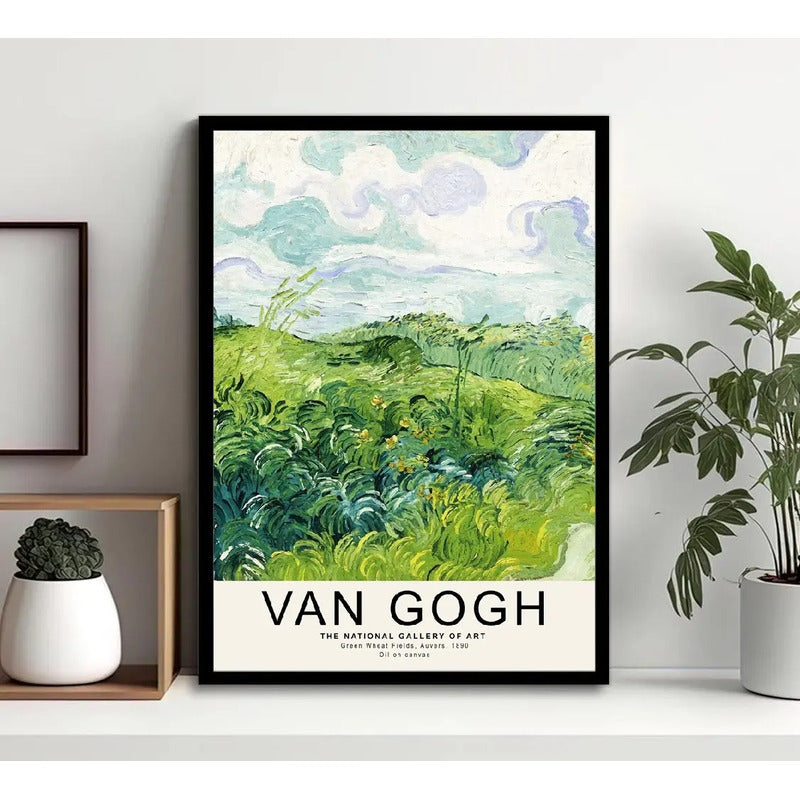 Cuadro Van Gogh Green Campos Obra Arte Decoracion Marco Negro