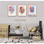 Set 3 Cuadros Superheroes Decoracion Dormitorio Infantil Br7 Marco Marrón Claro