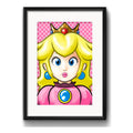 Cuadro Princesa Peach Pop Art Mario Bros Game Con Paspartú Marco Negro
