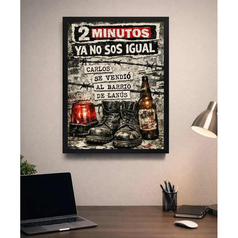 Cuadro 2 Minutos Ya No Sos Igual Letra Arte Punk Rock Musica Marco Negro