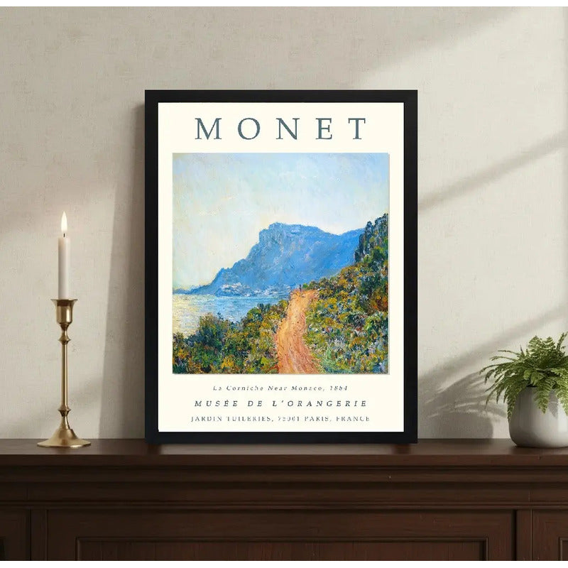 Cuadro Living Dormitorio Claude Monet La Corniche Monaco Art Marco Negro