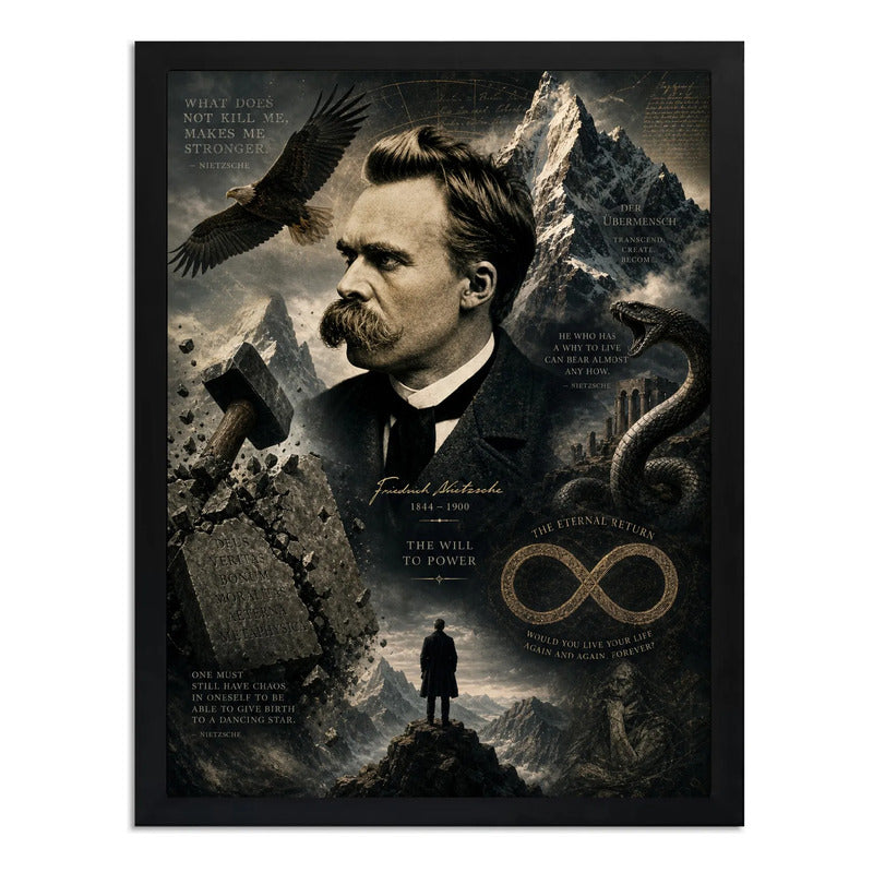 Cuadro Friedrich Nietzsche Arte Retro Obras Escritor Aleman Marco Negro