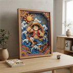 Cuadro Monkey Luffy Efecto 3d One Piece Anime Japones Marco Madera Oak Madera Clara