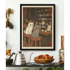 Cuadro Gatos Cafe Neko Anime Japón Cocina Living Decoracion Marco Negro