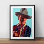 Cuadro John Wayne Pop Art Actor Cine Decoracion C/ Paspartú Marco Negro
