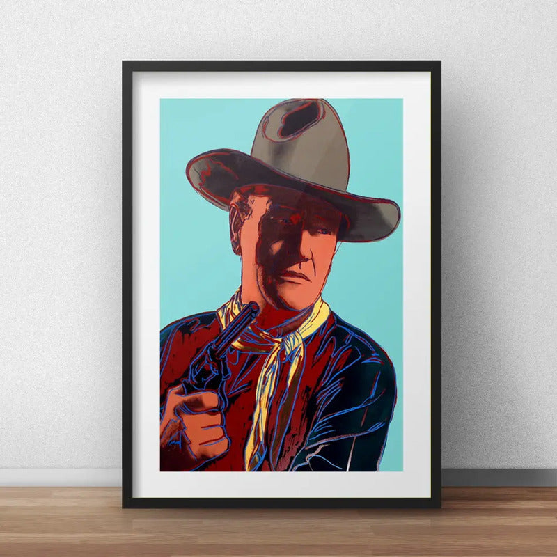 Cuadro John Wayne Pop Art Actor Cine Decoracion C/ Paspartú Marco Negro