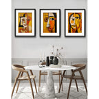 Set 3 Cuadros Picasso Expresión Del Ser 53x43cm Con Paspartu Marco Negro