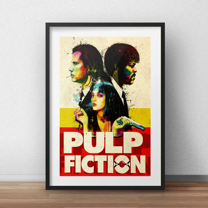 Cuadro Pulp Fiction Pop Art Colors Cine Decoracion Paspartú Marco Negro