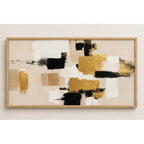 Cuadro Dormitorio Living Boho Abstracto Beige Dorado Grande Marco Marrón Claro