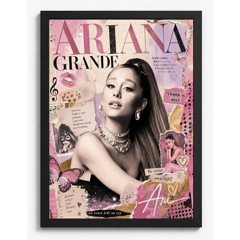 Cuadro Ariana Grande Canciones Y Elementos Musica Pop Marco Negro