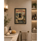 Cuadro Baño Paris Vintage Perro Salchicha Le Bain Dachshund Marco Negro