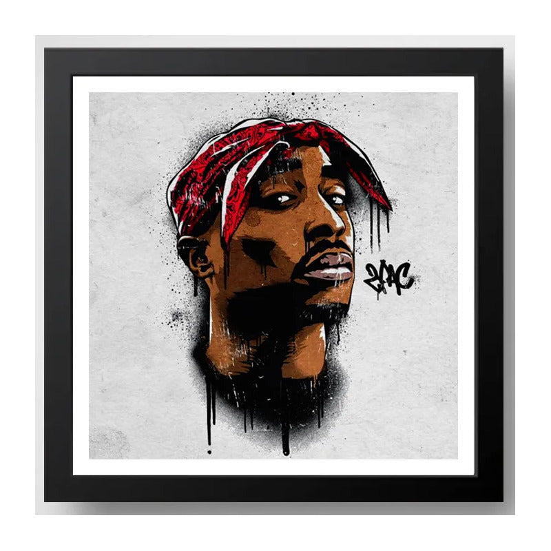 Cuadro Tupac Shakur Rap Rapper Musica Pop Art Decoracion Marco Negro