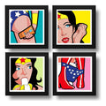 Set 4 Cuadros Mujer Maravilla Fashion Baño Superhéroe Comics