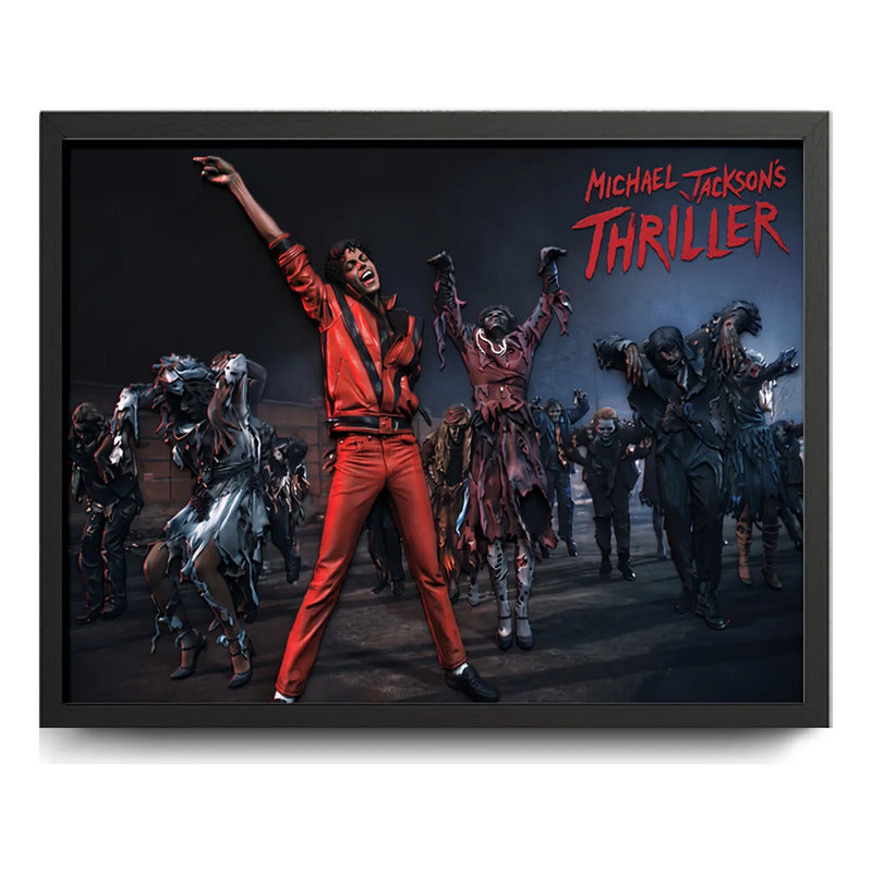 Cuadro Michael Jackson Thriller Efecto 3d Musica Pop Rock Marco Negro