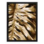 Cuadro Hoja Dorada Lujo Gold Botanico Planta Arte Decoracion Marco Negro