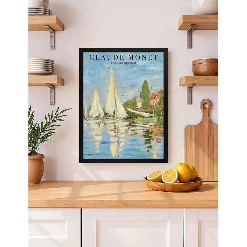 Cuadro Claude Monet Regatas En Argenteuil Nautico Decoracion Marco Negro